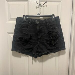 American Eagle Outfitters Black Jean Mom Shorts Distressed